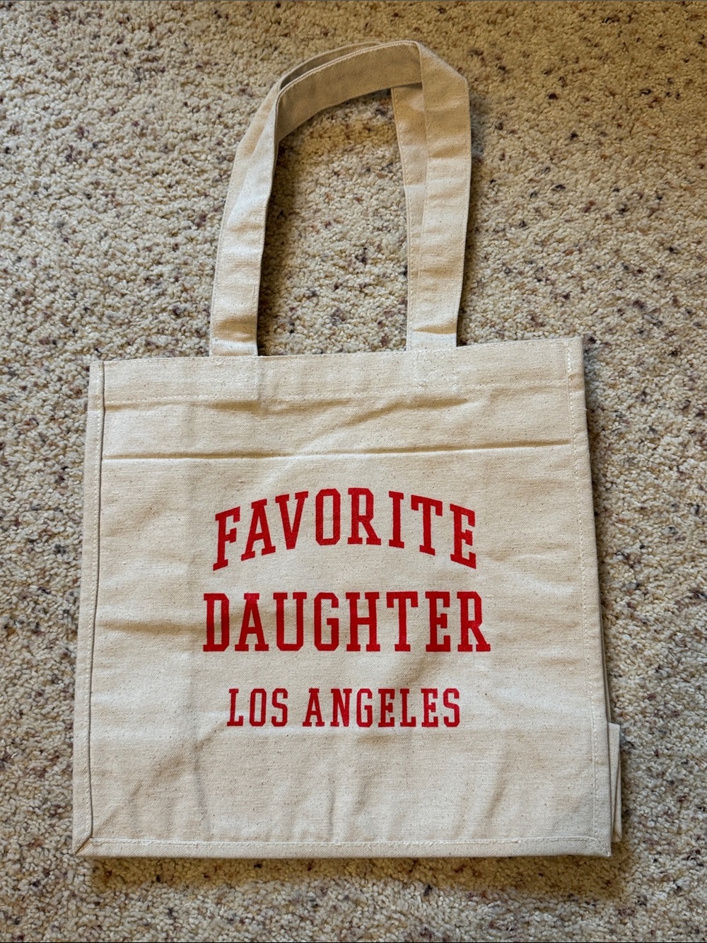 Canvas Tote Bag - Favorite Daughter Los Angeles - Natural with Red Print